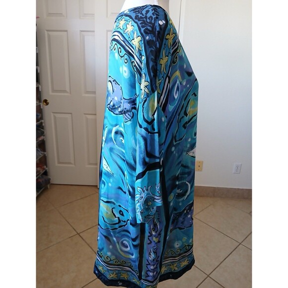 Biya Rated R By Johnny Was Cover Up Tunic Dress OS Blue Sea Life Starfish Boho - Picture 3 of 16